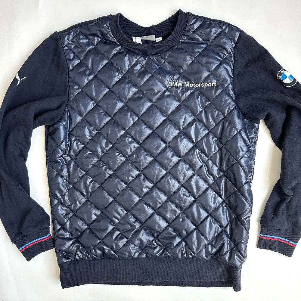 Puma BMW Motorsport  Men's Quilted Crewneck Sweatshirt L